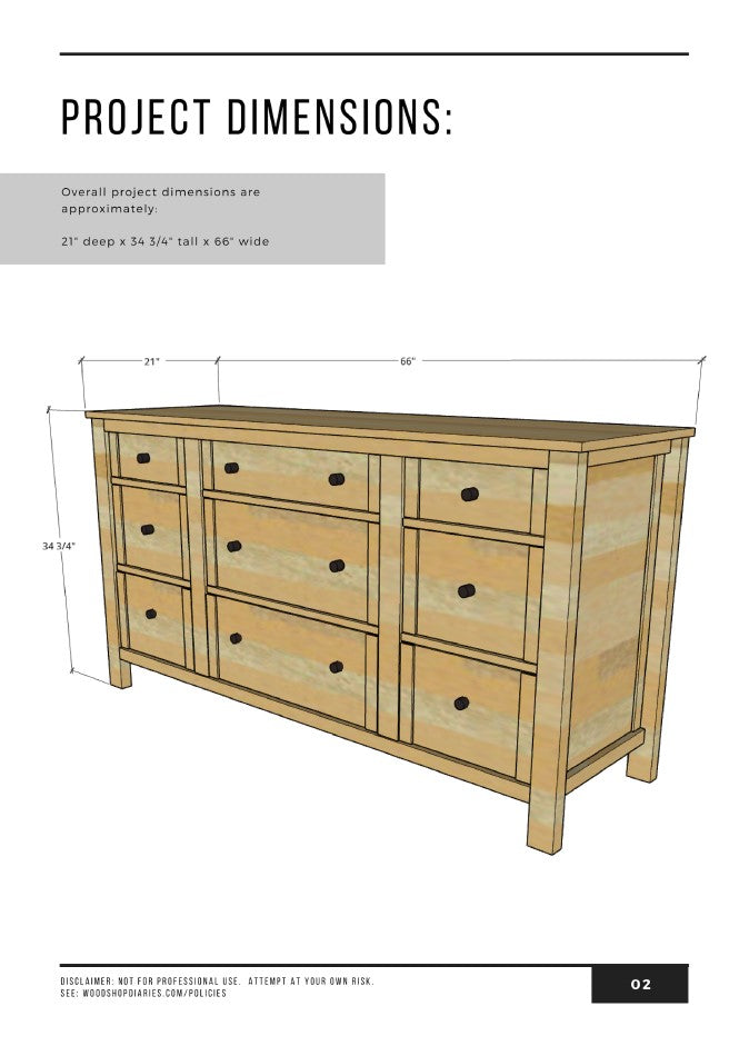 Modern 9 Drawer Dresser Plans