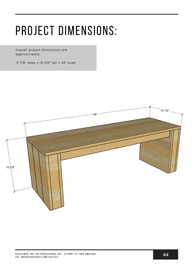 Chunky Modern Bench Plans
