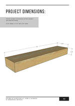 Load image into Gallery viewer, Measurement chart for a wooden bench with dimensions on a white background

