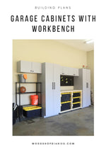 Load image into Gallery viewer, Garage Cabinets with Tote Storage Workbench Plans
