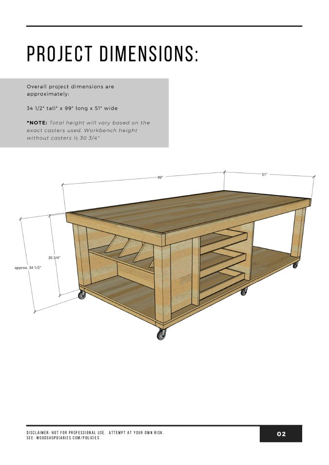 Large Mobile Workbench with Storage Plans