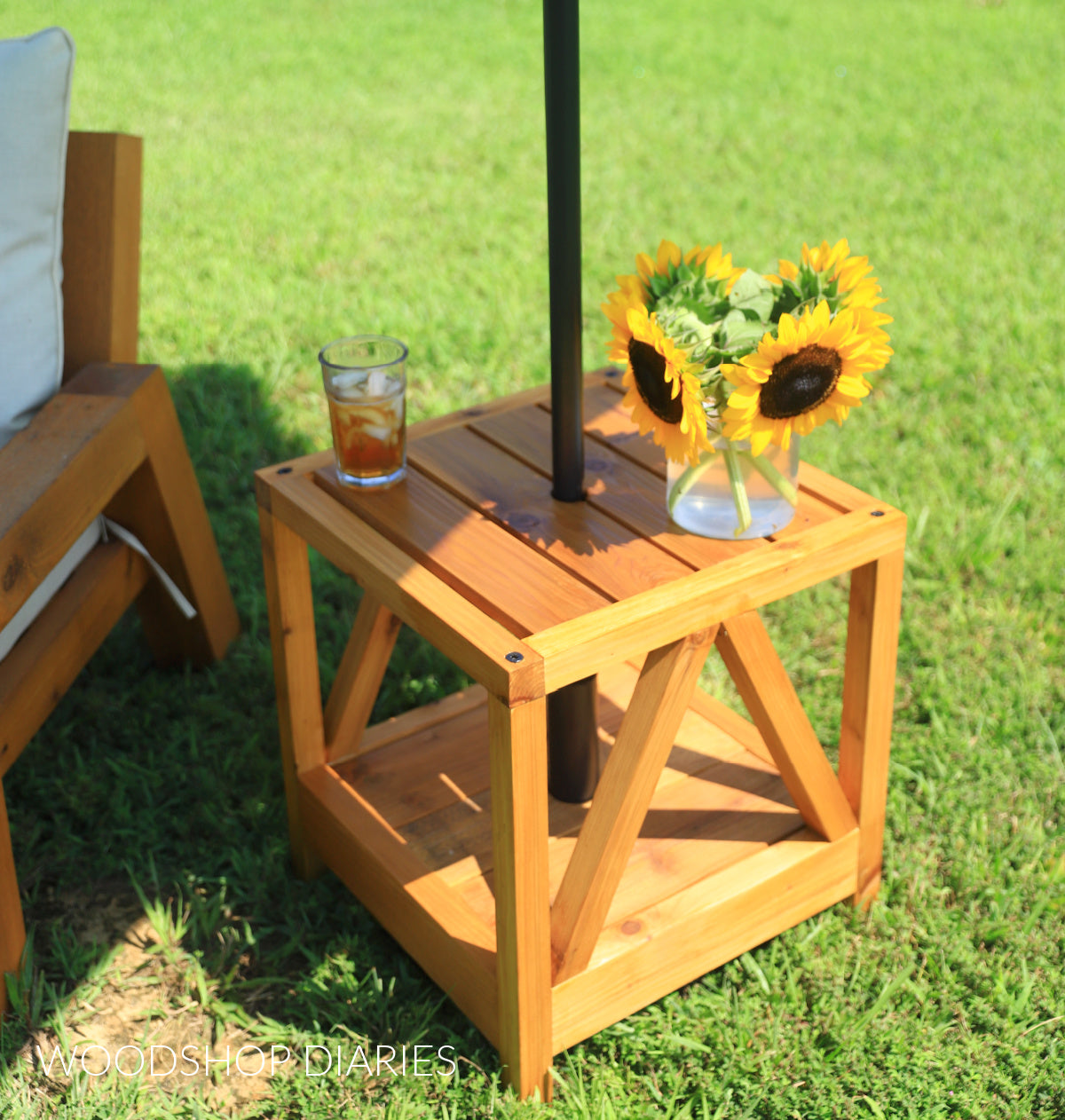 building plan for prism patio umbrella stand Sunnydaze Outdoor Base with Fillable Planter and Wheels This dual Modern Rolling Wood Umbrella Stand