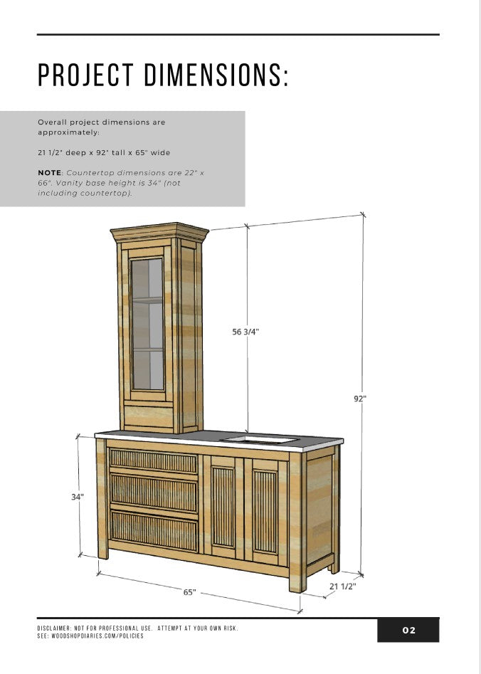 Bathroom Vanity with Countertop Cabinet Plans – Woodshop Diaries