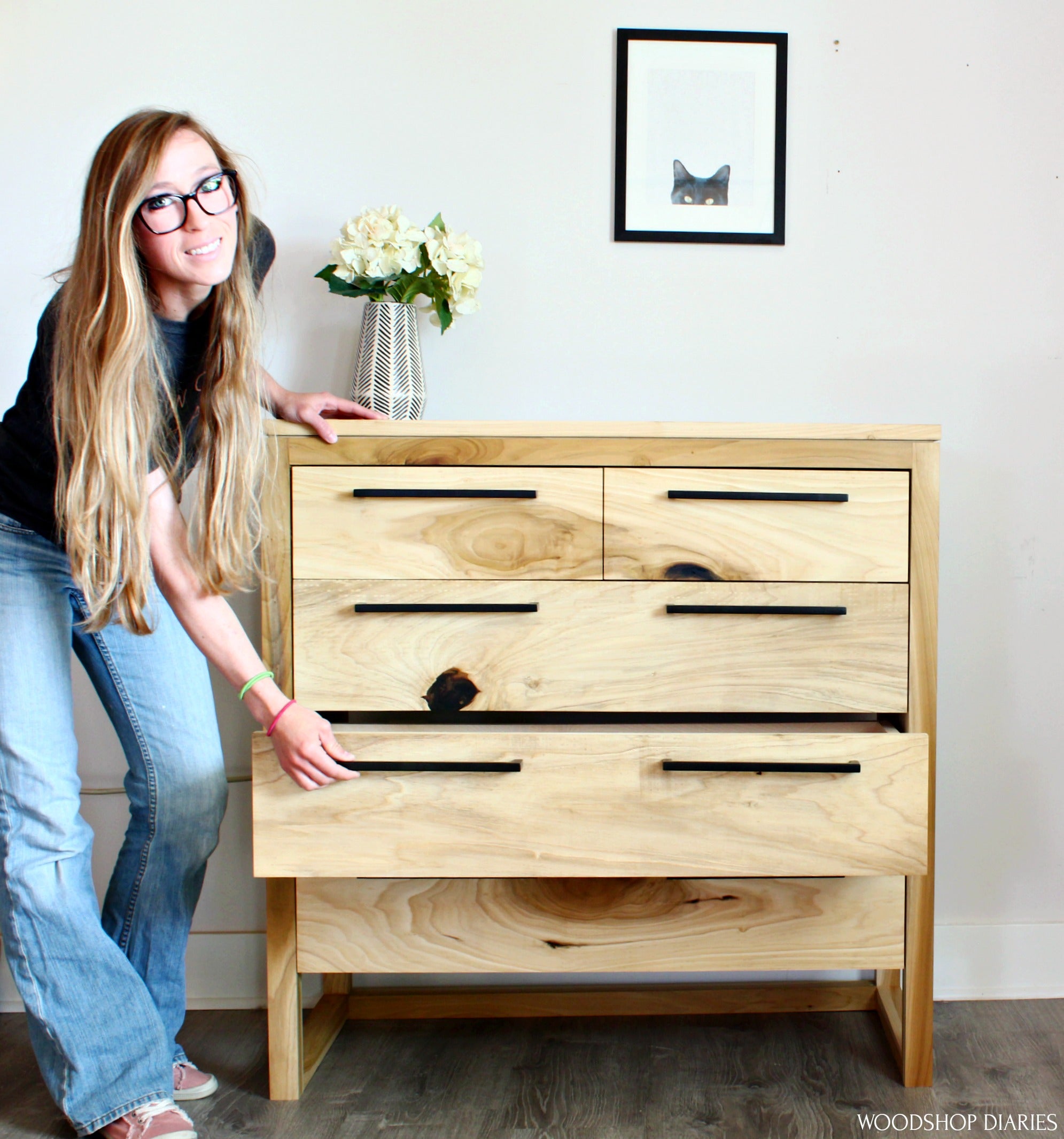 modern dresser diy Modern Dresser Makeover with DIY Wife's Wood Base Tutorial prettydistressed