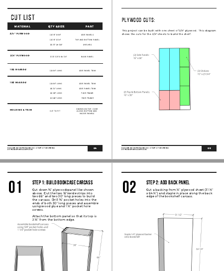 Freestanding Bookshelf PDF Plans