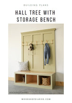 Load image into Gallery viewer, Hall Tree Mudroom Storage Bench Plans
