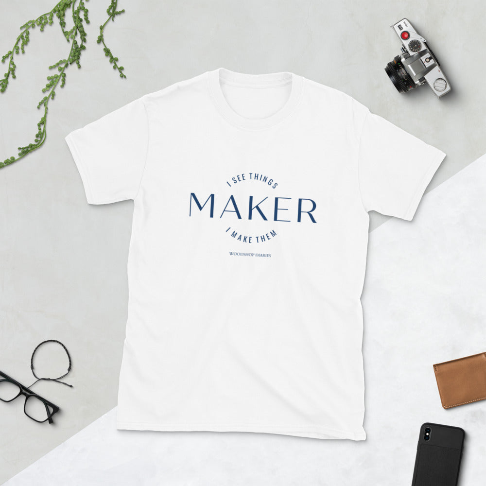 Maker--I See Things I Make Them Tee Navy Letters