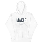 Load image into Gallery viewer, MAKER Design. Build. Repeat. Hoodie with Dark Lettering
