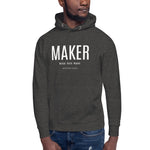 Load image into Gallery viewer, MAKER Design. Build. Repeat. Hoodie with White Lettering
