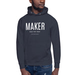 Load image into Gallery viewer, MAKER Design. Build. Repeat. Hoodie with White Lettering
