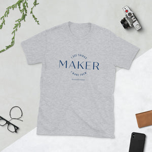 Maker--I See Things I Make Them Tee Navy Letters
