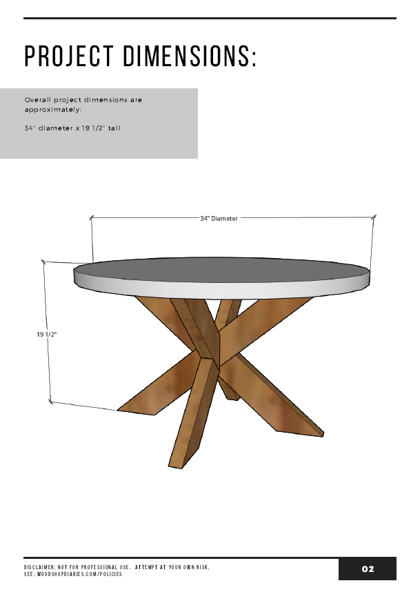 X Base Round Coffee Table PDF Plans – Woodshop Diaries