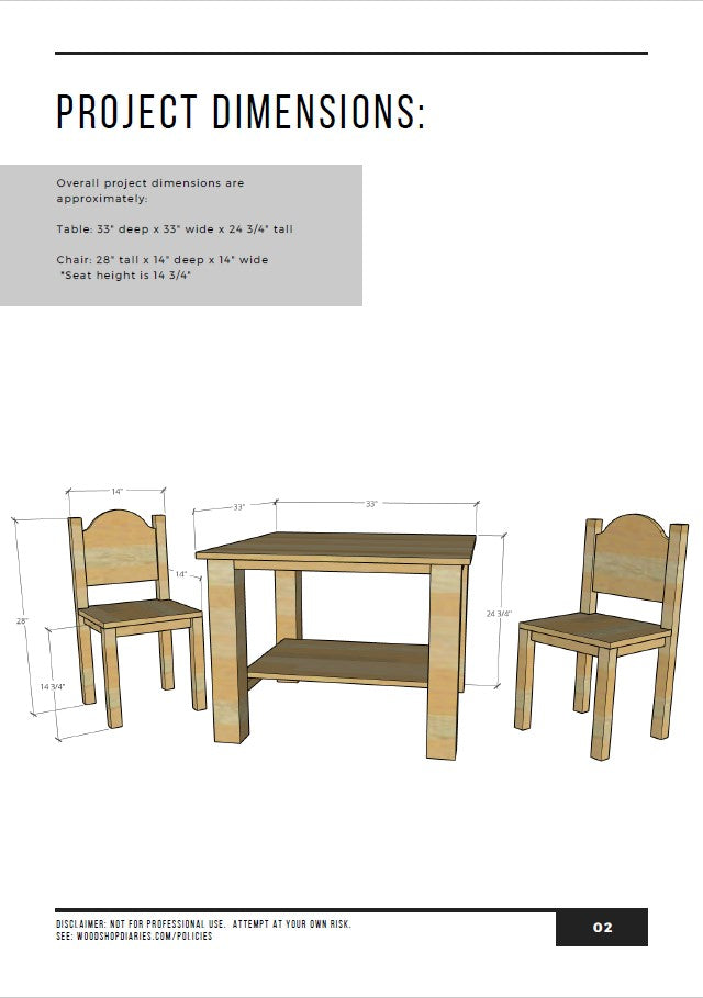 Kids Table and Chair Play Set Building Plans