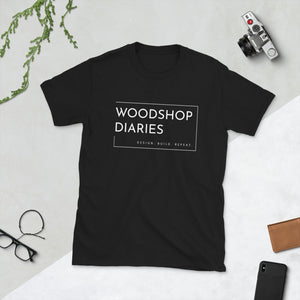 Woodshop Diaries Logo White Lettering Tee