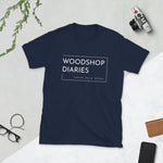Load image into Gallery viewer, Woodshop Diaries Logo White Lettering Tee
