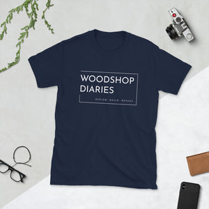 Woodshop Diaries Logo White Lettering Tee
