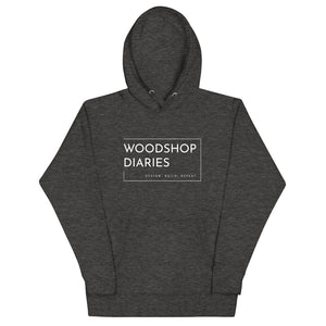 Woodshop Diaries Logo Hoodie White Letters