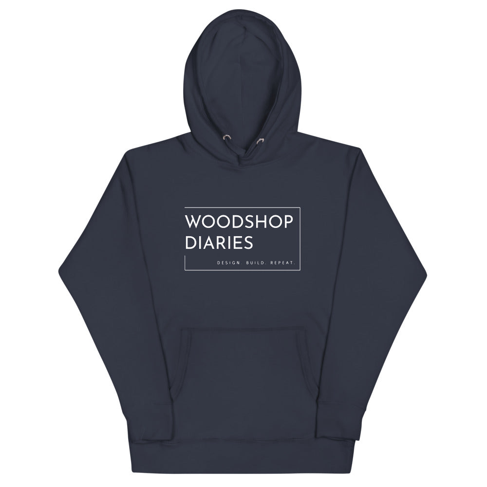 Woodshop Diaries Logo Hoodie White Letters